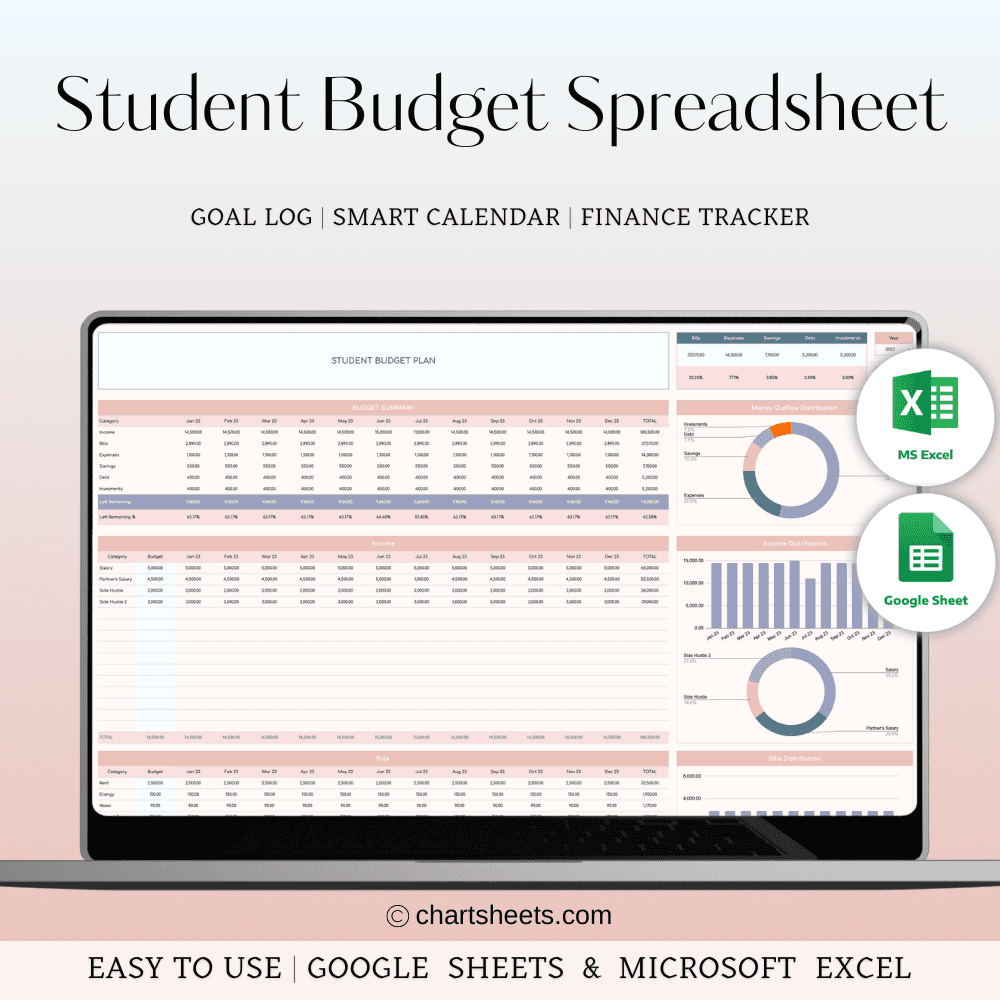 Student Digital Planner for Google Sheets and Excel